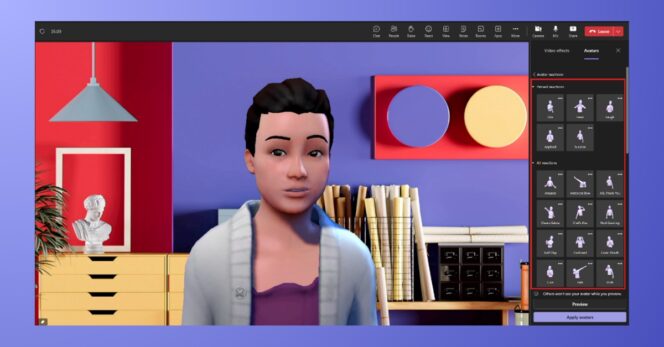 Microsoft Teams Avatars 3D réactions
