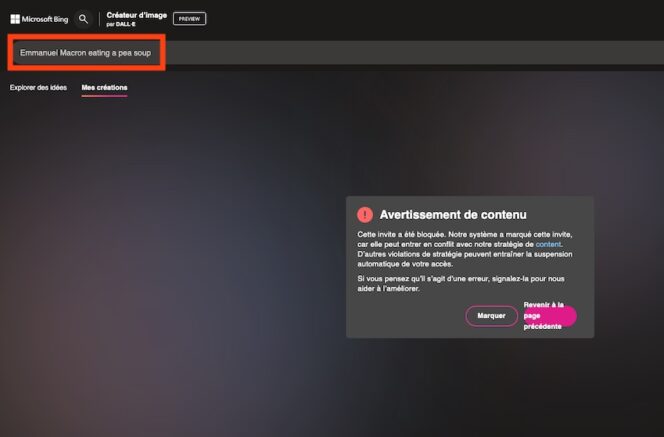 Bing Image Creator – Warning
