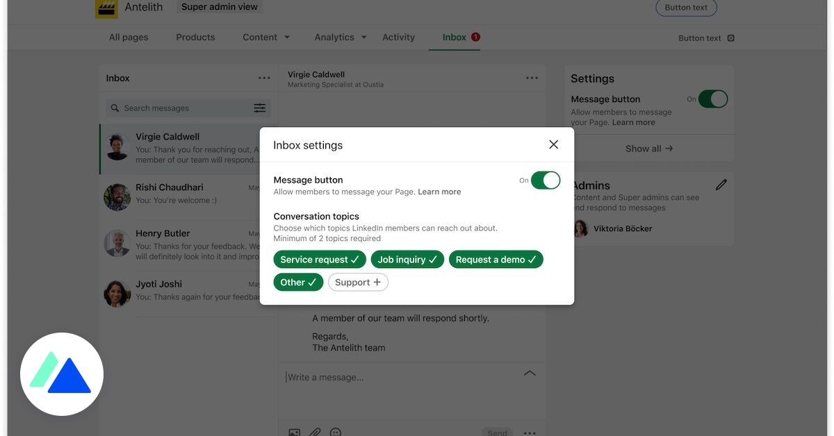 Moderated Inbox LinkedIn lance les DM pour les pages d’entreprise : ce qui change