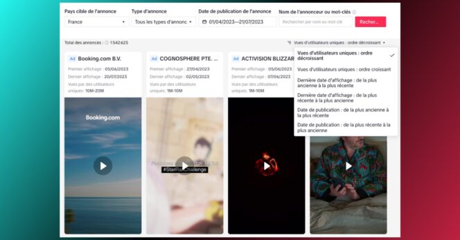 TikTok – bibliothèque d’annonces (2)