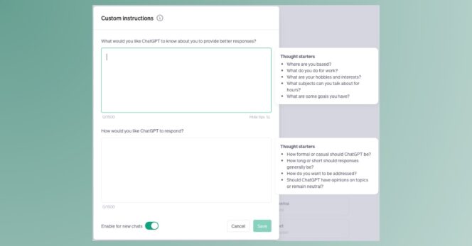 ChatGPT Custom Instructions