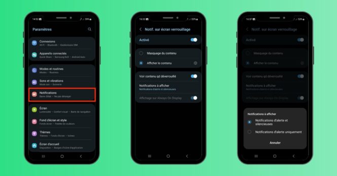 Android – notifications écran verrouillage