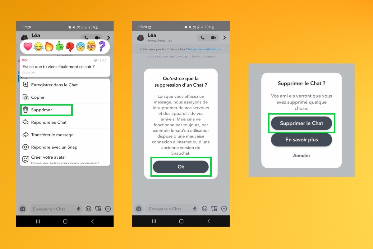 Snapchat comment supprimer une conversation