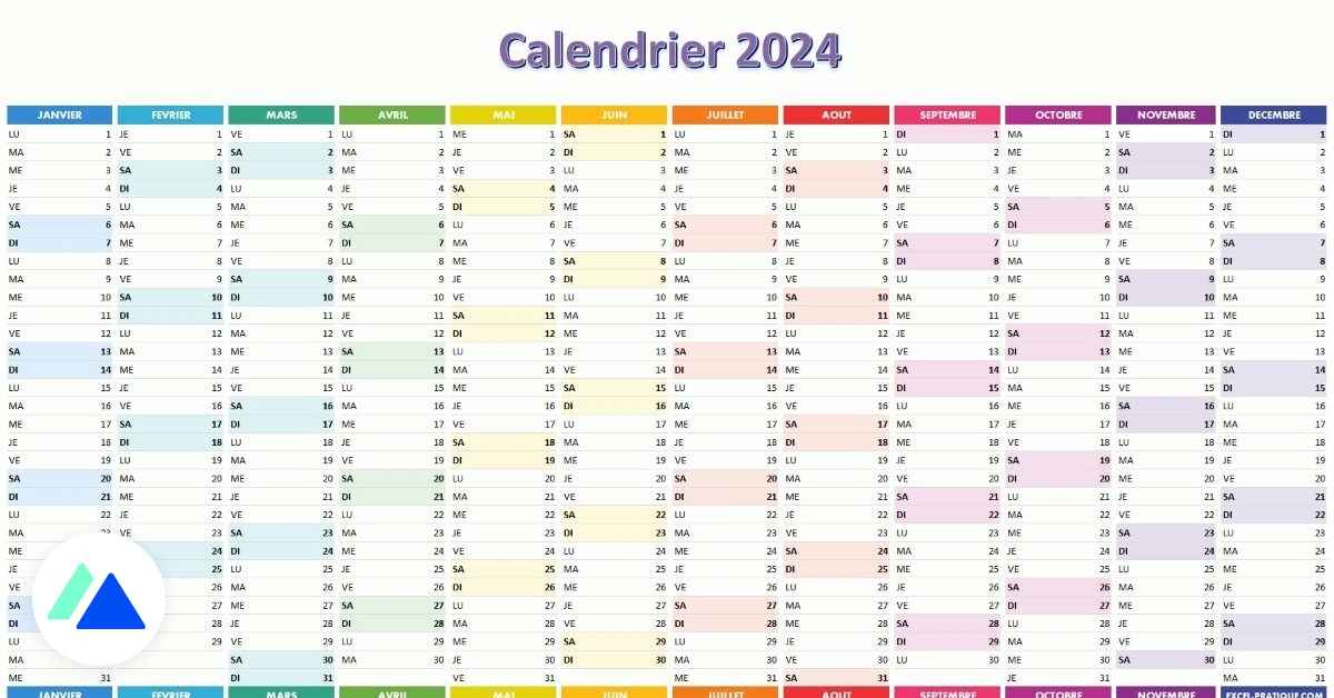 Calendrier 2024 à imprimer : jours fériés, vacances, numéros de