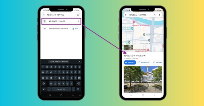 Google Maps – latitude longitude recherche mobile