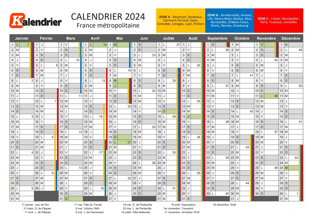 Calendrier 2024 tout simple, à imprimer et à customiser !