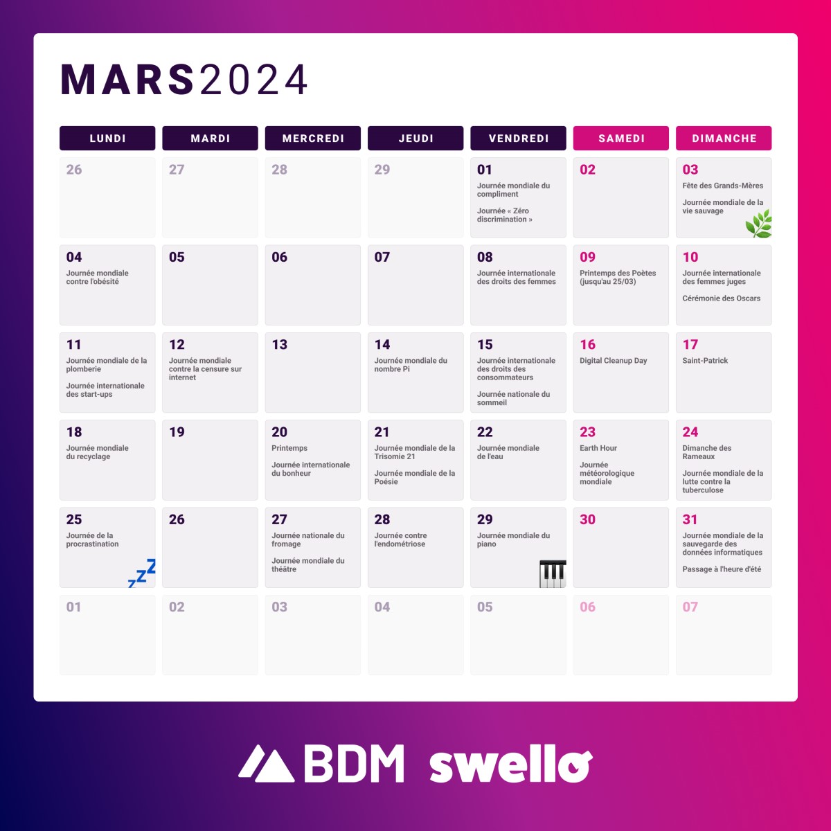 Calendrier marketing 2024 la liste de tous les événements de l’année