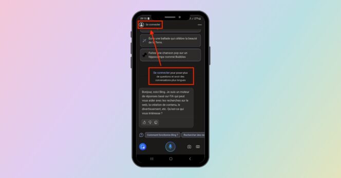 Microsoft Copilot Android – connexion