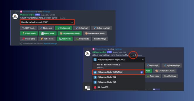 Midjourney v6 settings