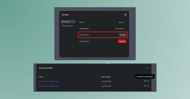 ChatGPT – archiver conversation 2