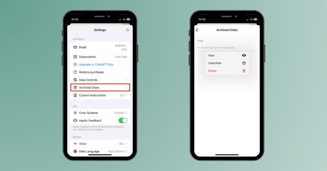 ChatGPT – archiver conversation mobile 2