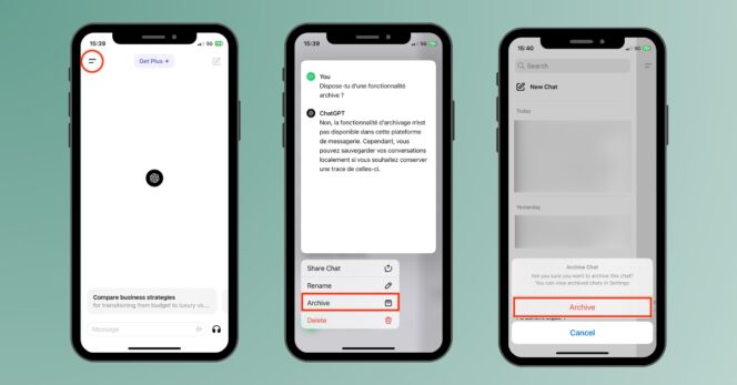 ChatGPT – archiver conversation mobile
