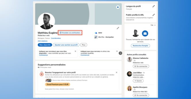 LinkedIn vérification identité