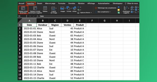 Excel-créer tableau croisé dynamique