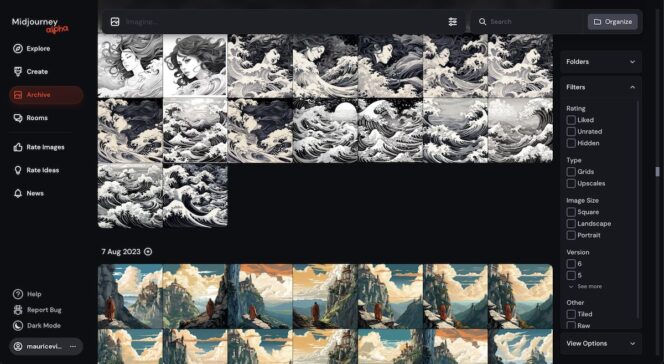 midjourney-onglet-archive