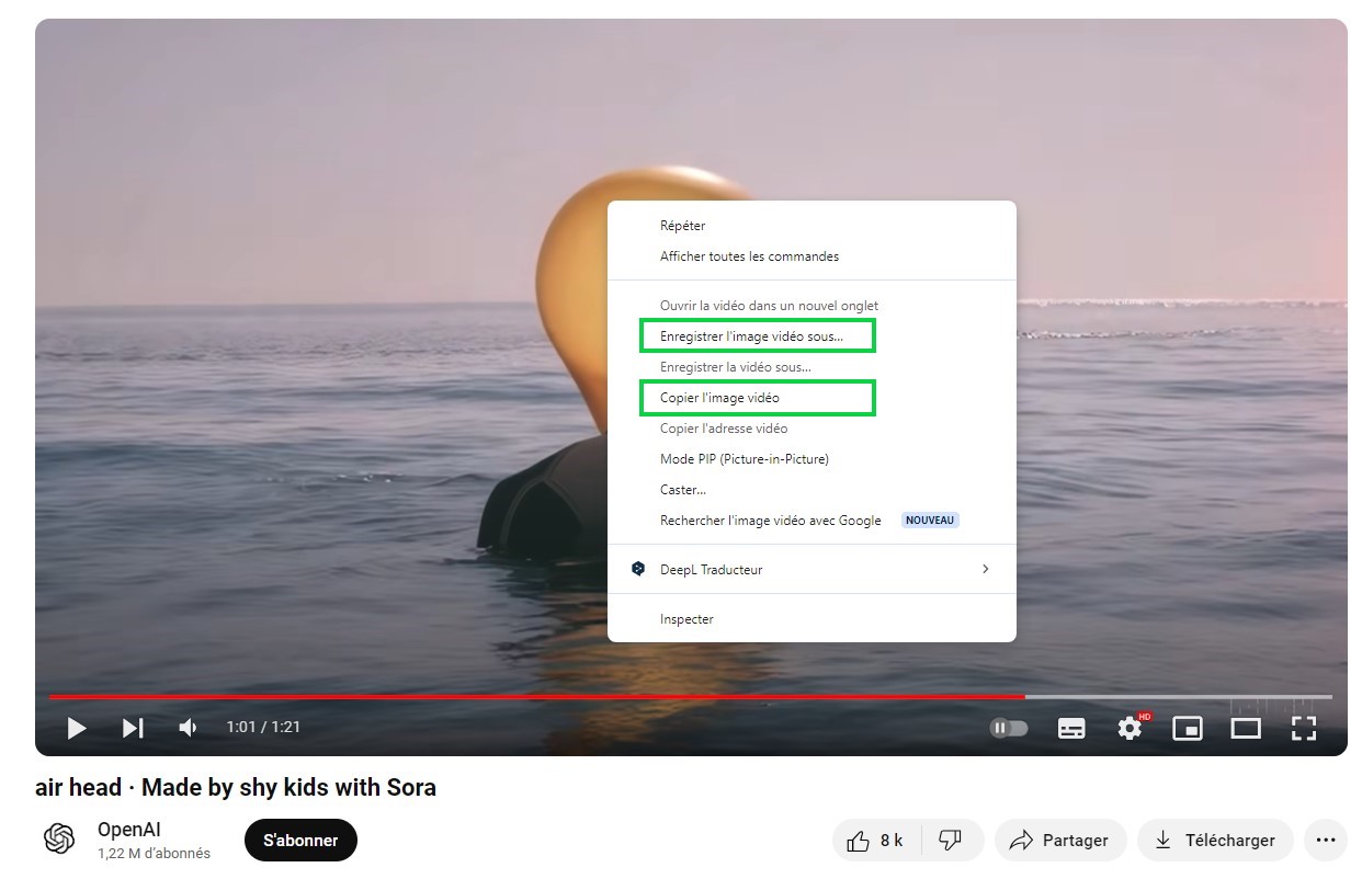 Copier image youtube