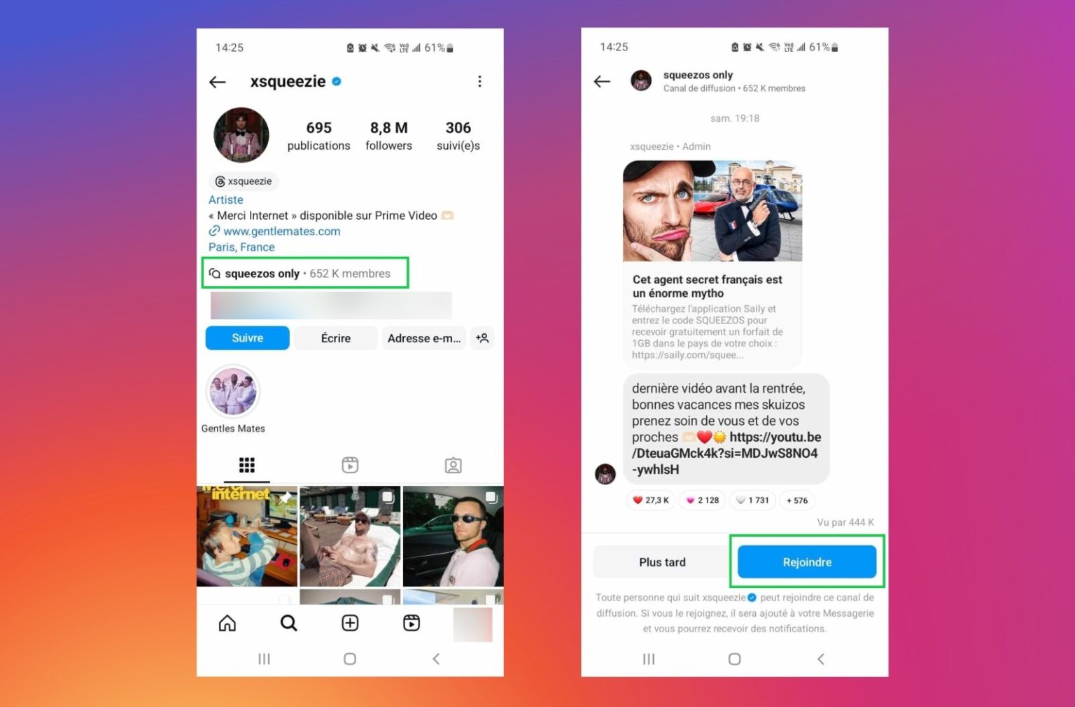 Instagram comment rejoindre un canal de diffusion