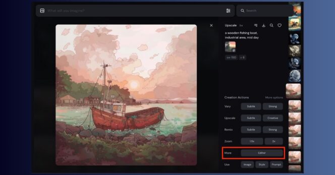 Midjourney image editor