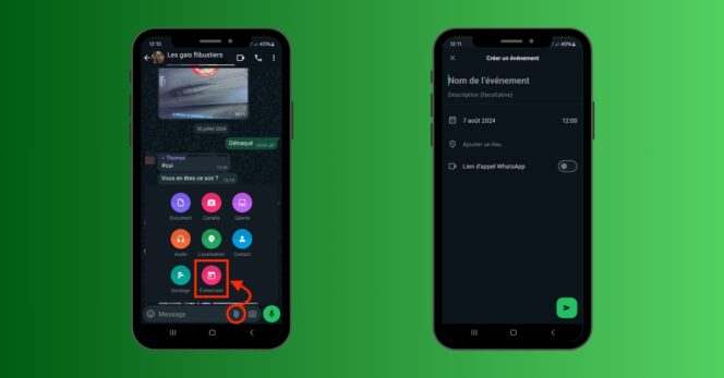 whatsapp événement groupe