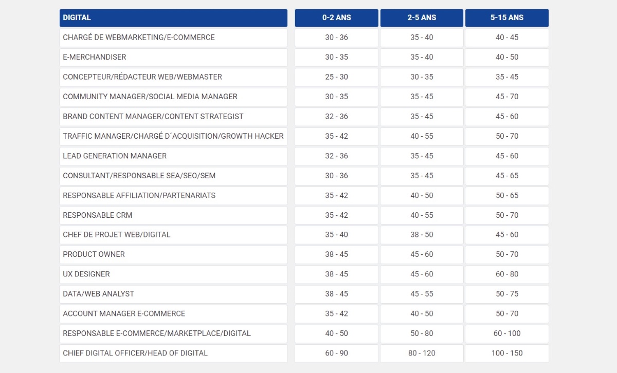 Salaires Michael Page 2025