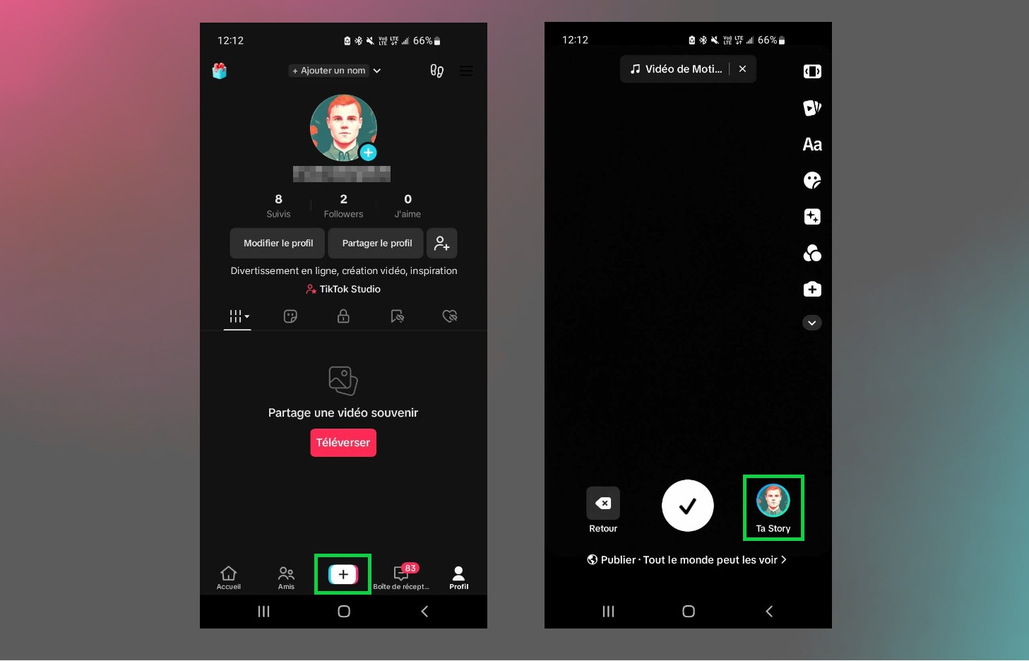 TikTok Publier Story