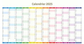 Calendrier 2025 à imprimer : jours fériés, vacances, numéros de semaine, format Excel, PDF…