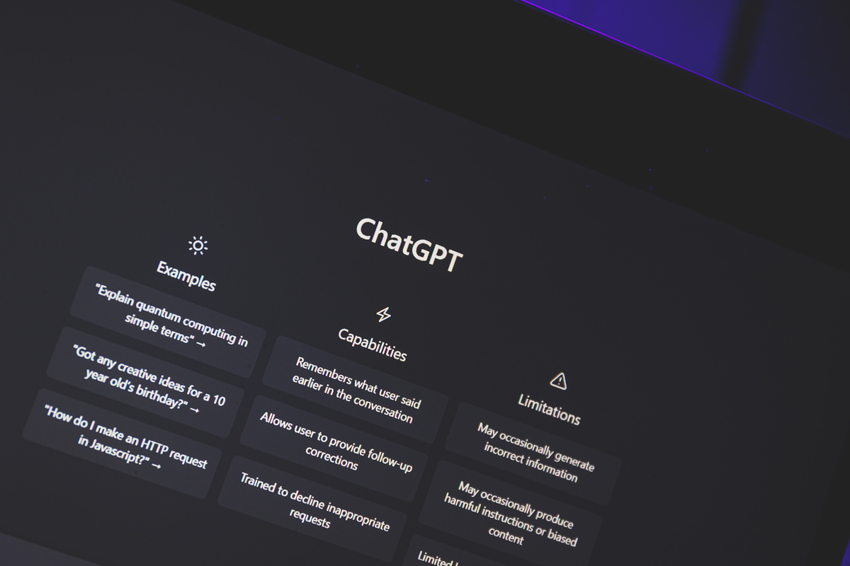 ChatGPT on computer. Chat GPT is artificial intelligence AI chatbot which was launched by OpenAI