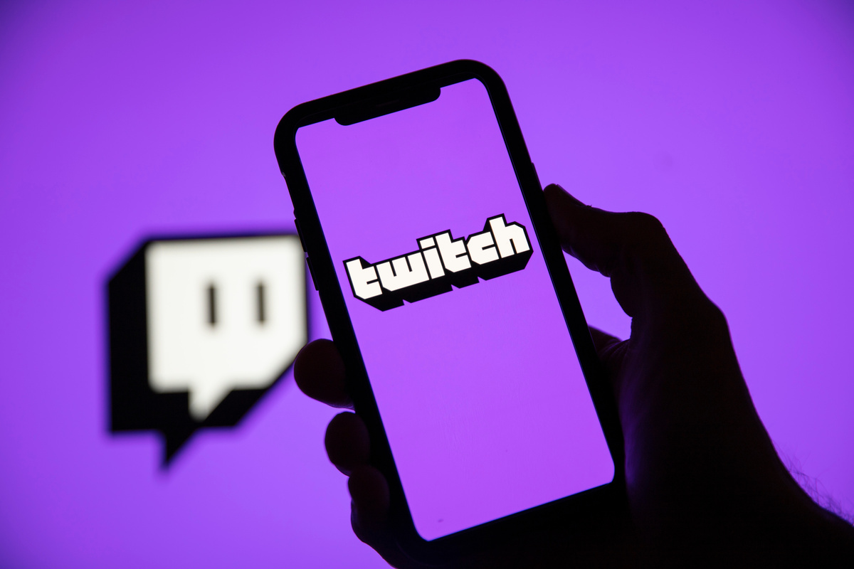 LONDON, UK – April 30 2020: Twitch game live streaming logo on a smartphone