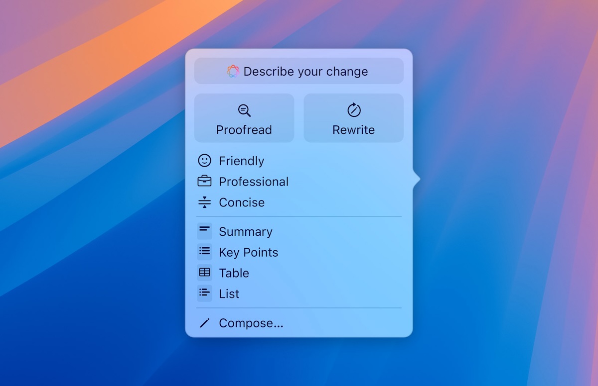 The feature may offer "grammar corrections and language improvements ." © Apple