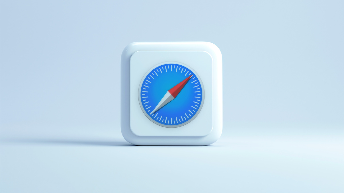 Safari browser white app 3d icon on a pale blue background
