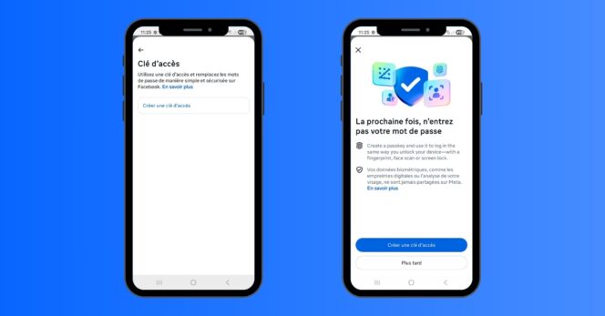 Clé accès passkey facebook
