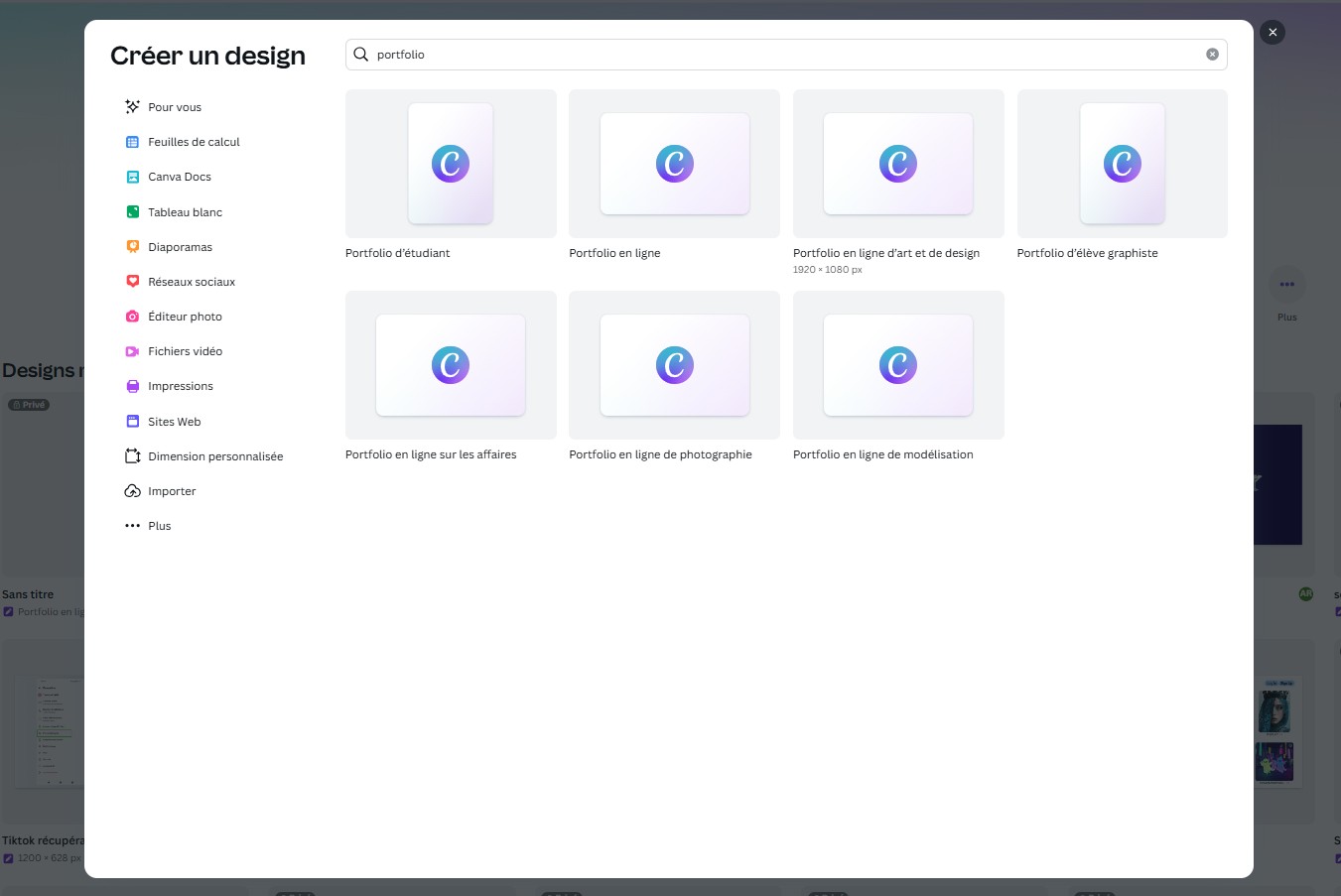 Portfolio Canva Modeles