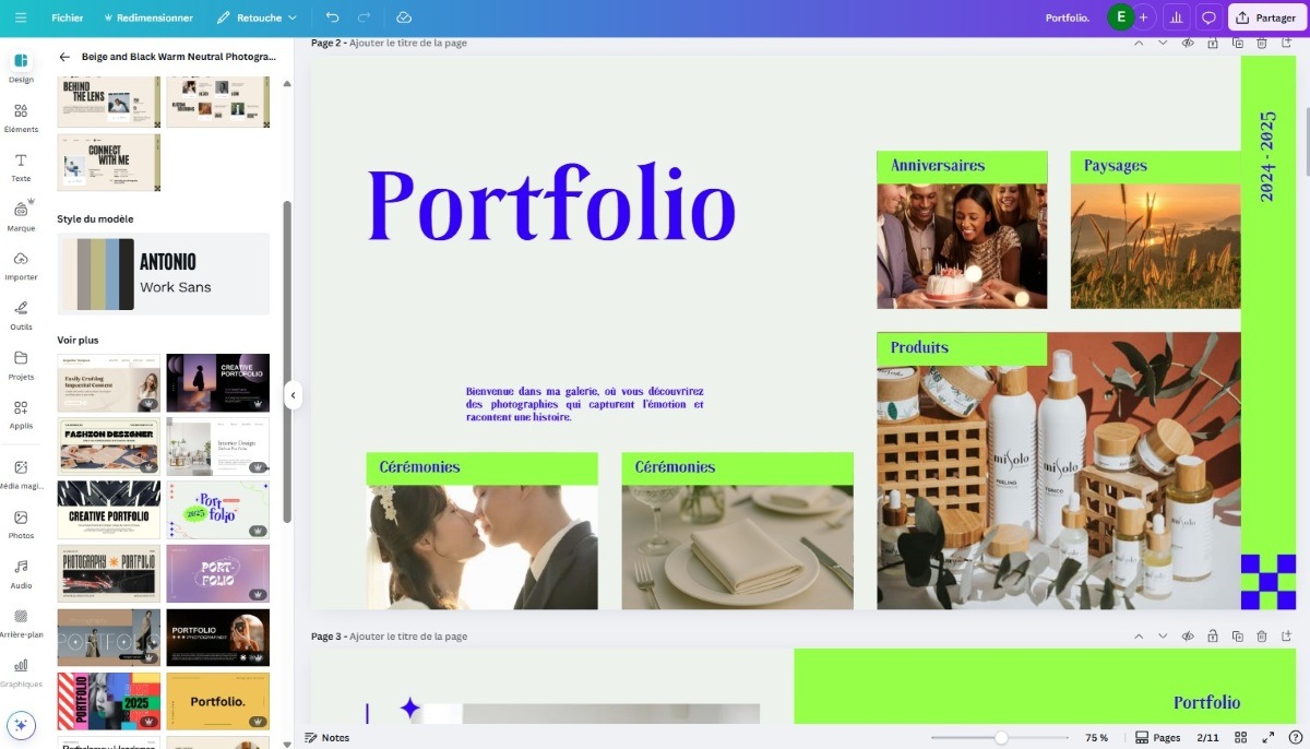 creer portfolio canva