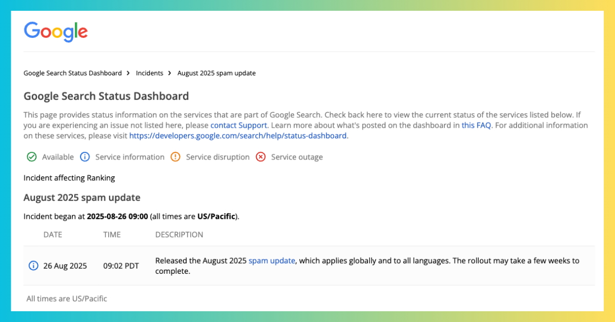 Google august 2025 spam update