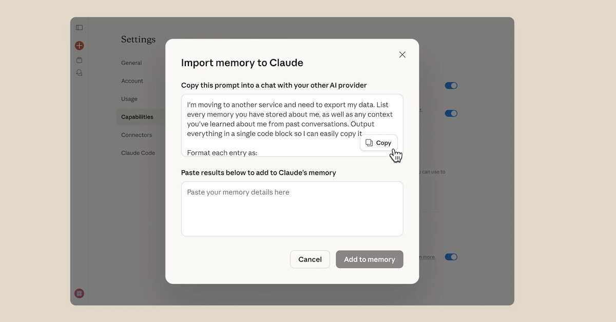 Anthropic facilite la migration de ChatGPT à Claude avec une option pratique