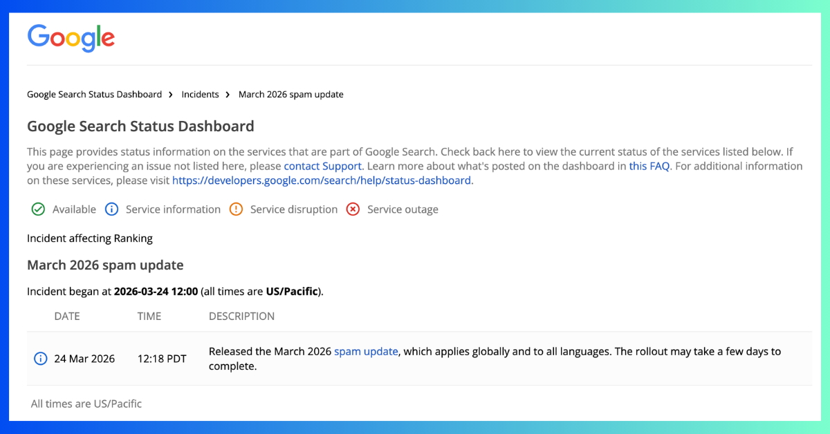 SEO : Google déploie une mise à jour de ses algorithmes (March 2026 spam update)
