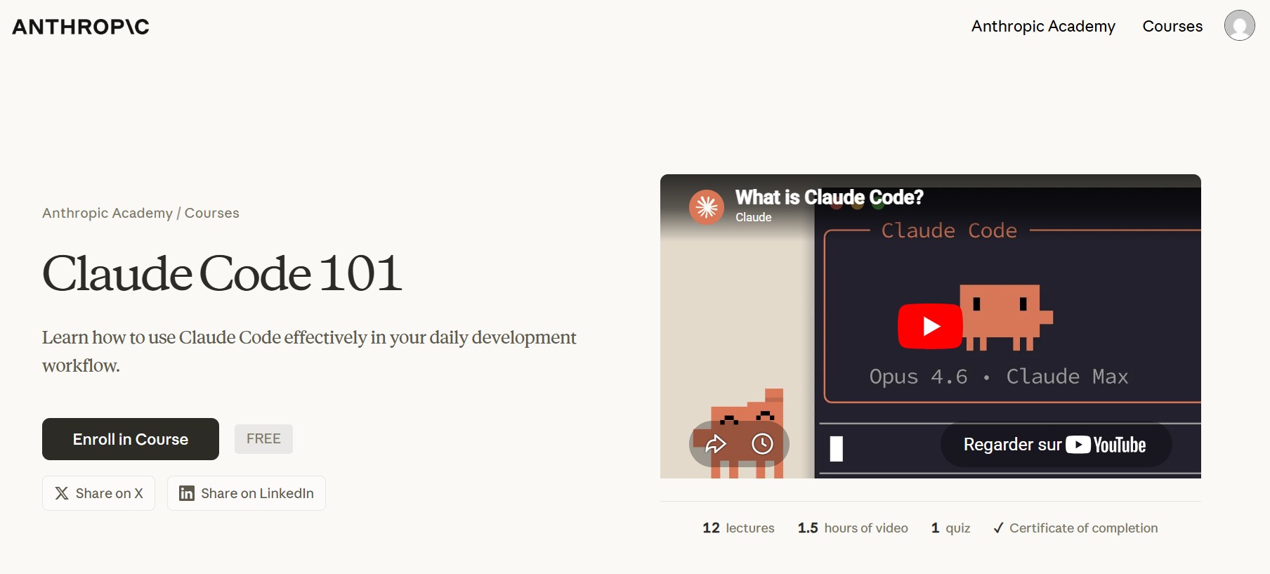 Claude Code 101 – Anthropic Academy
