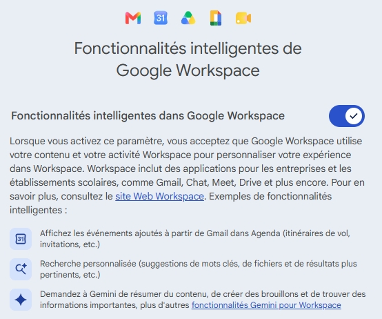 Fonctionnalités intelligentes Gmail – Workspace