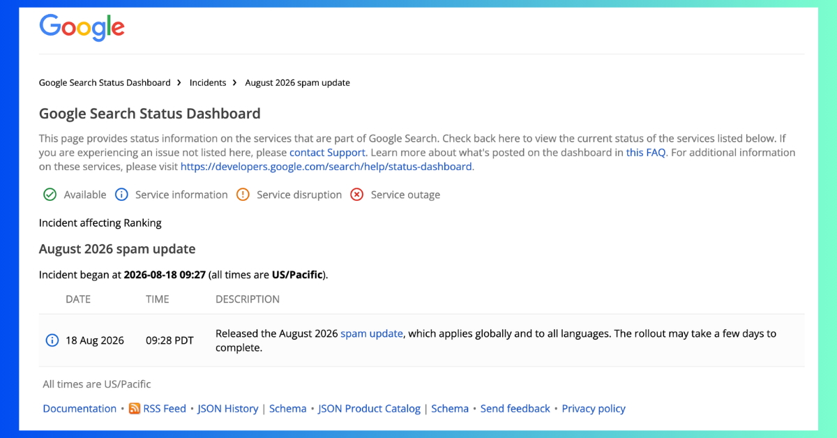 SEO : Google déploie une mise à jour de ses algorithmes (August 2026 spam update)