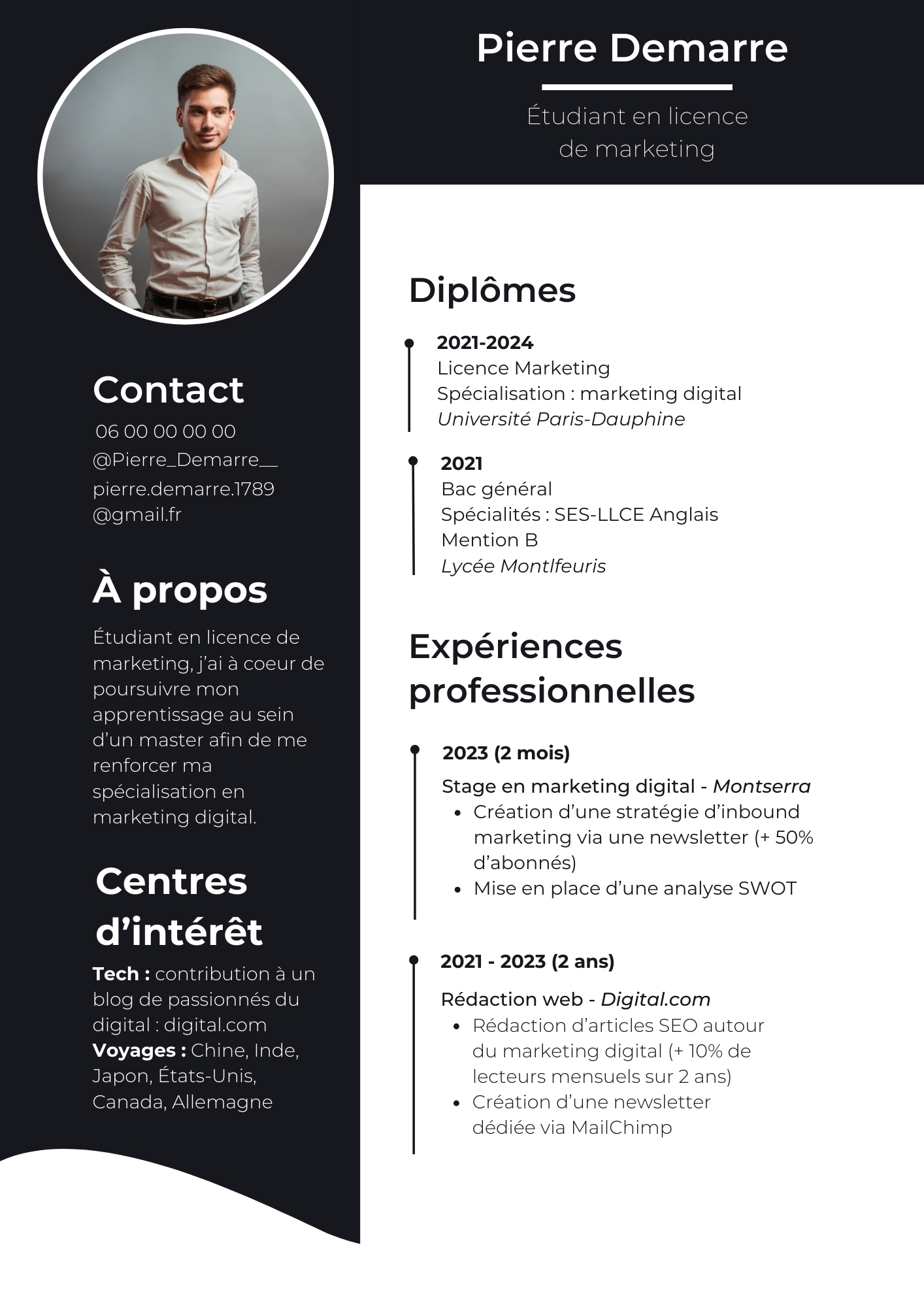 Exemple De Cv Stage Master Exemple De Cv Stage 3 me ODJLN