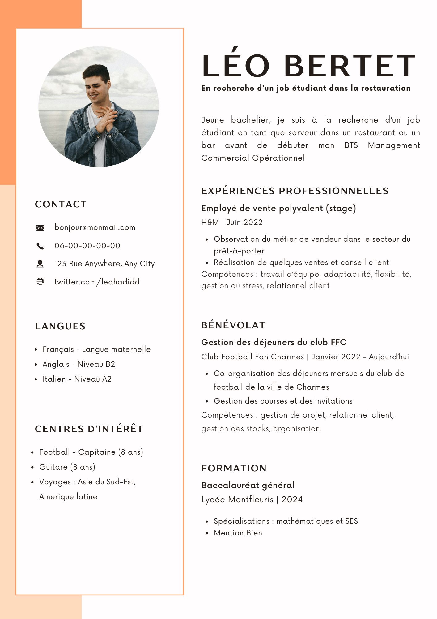 cv lycéen