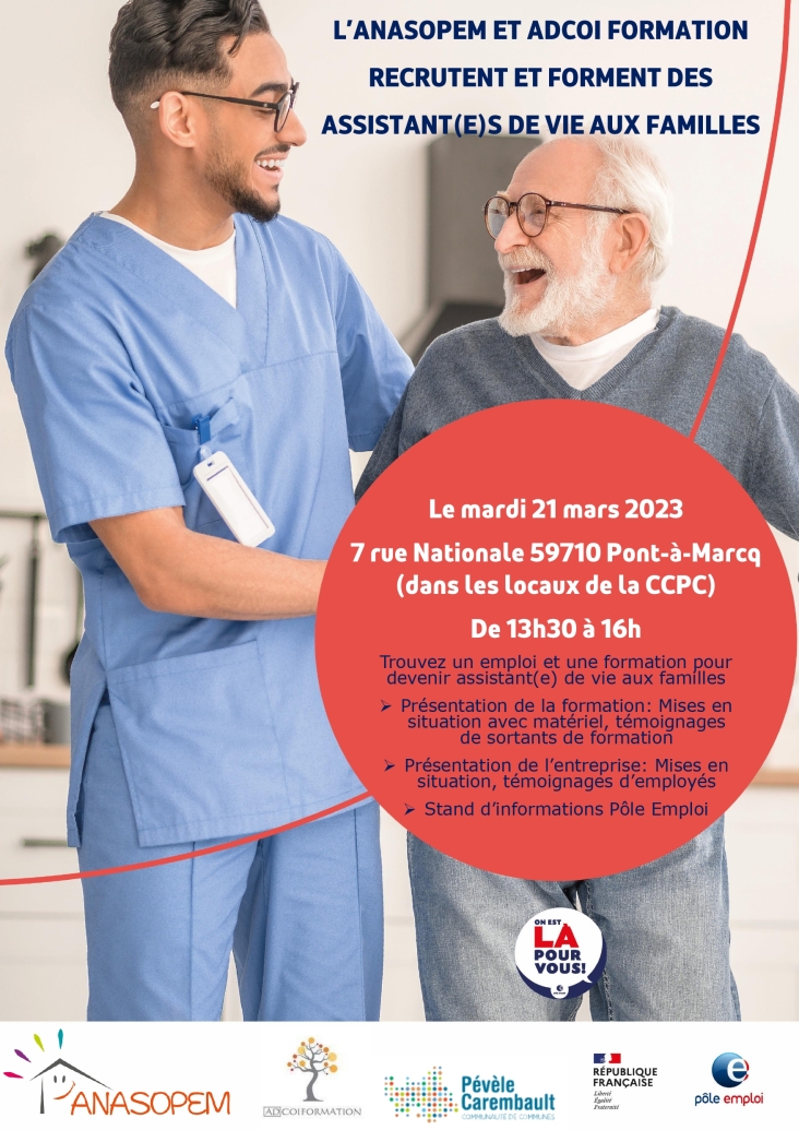 Affiche Anasopem / ADCOI assistant de vie aux familles et personne agée