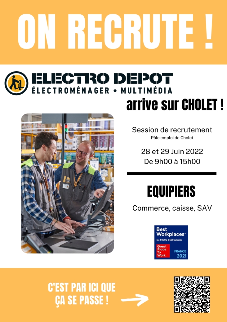 Session recrutement  Electro Depot - 28 et 29 juin de 9h00 à 15h00