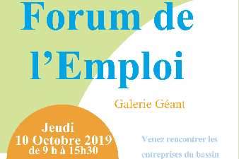 Forum de l'emploi. Rendez-vous 10 octobre dans la galerie de Géant. 