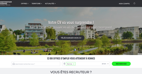 Jobijoba et CV Catcher, fournisseurs de la plateforme emploi de Destination Rennes Business Services