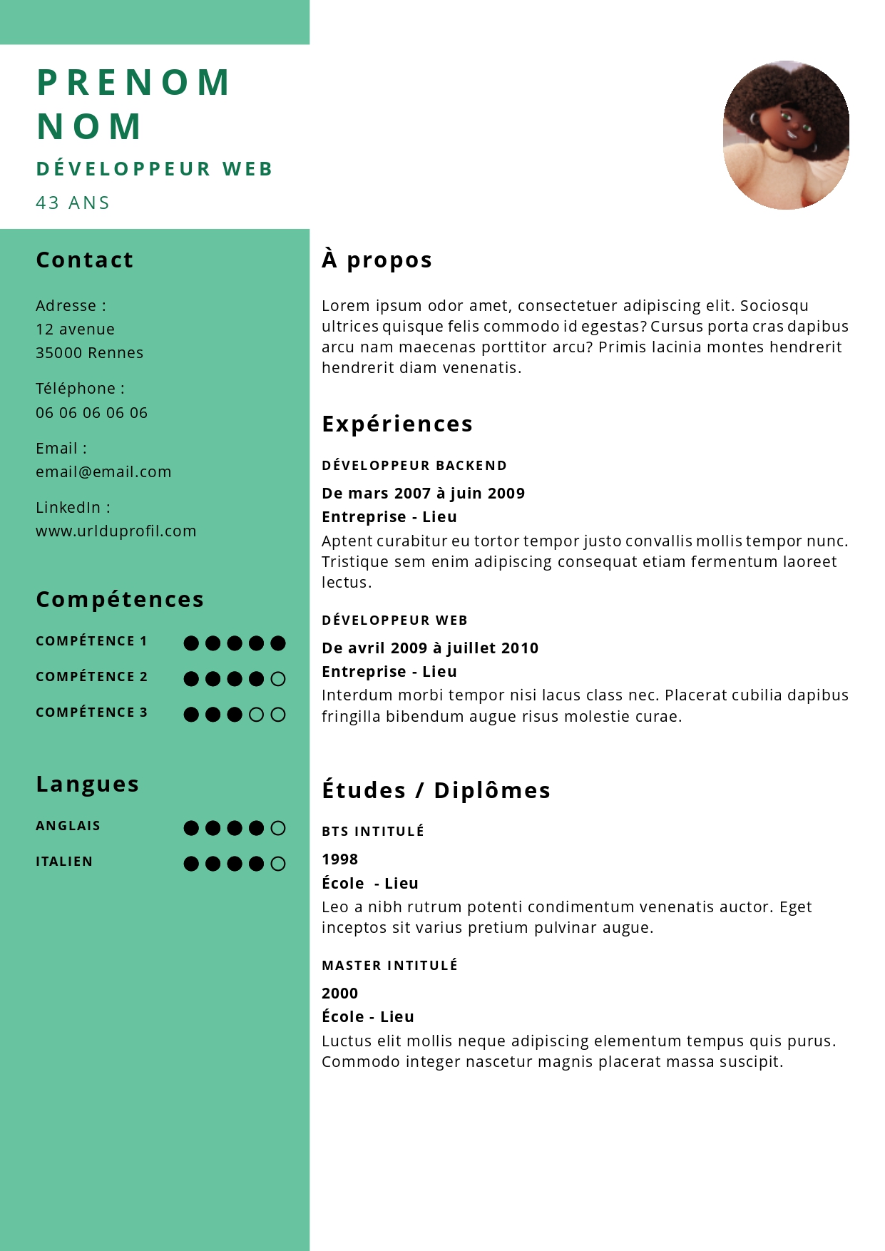 Modèle de CV Moderne