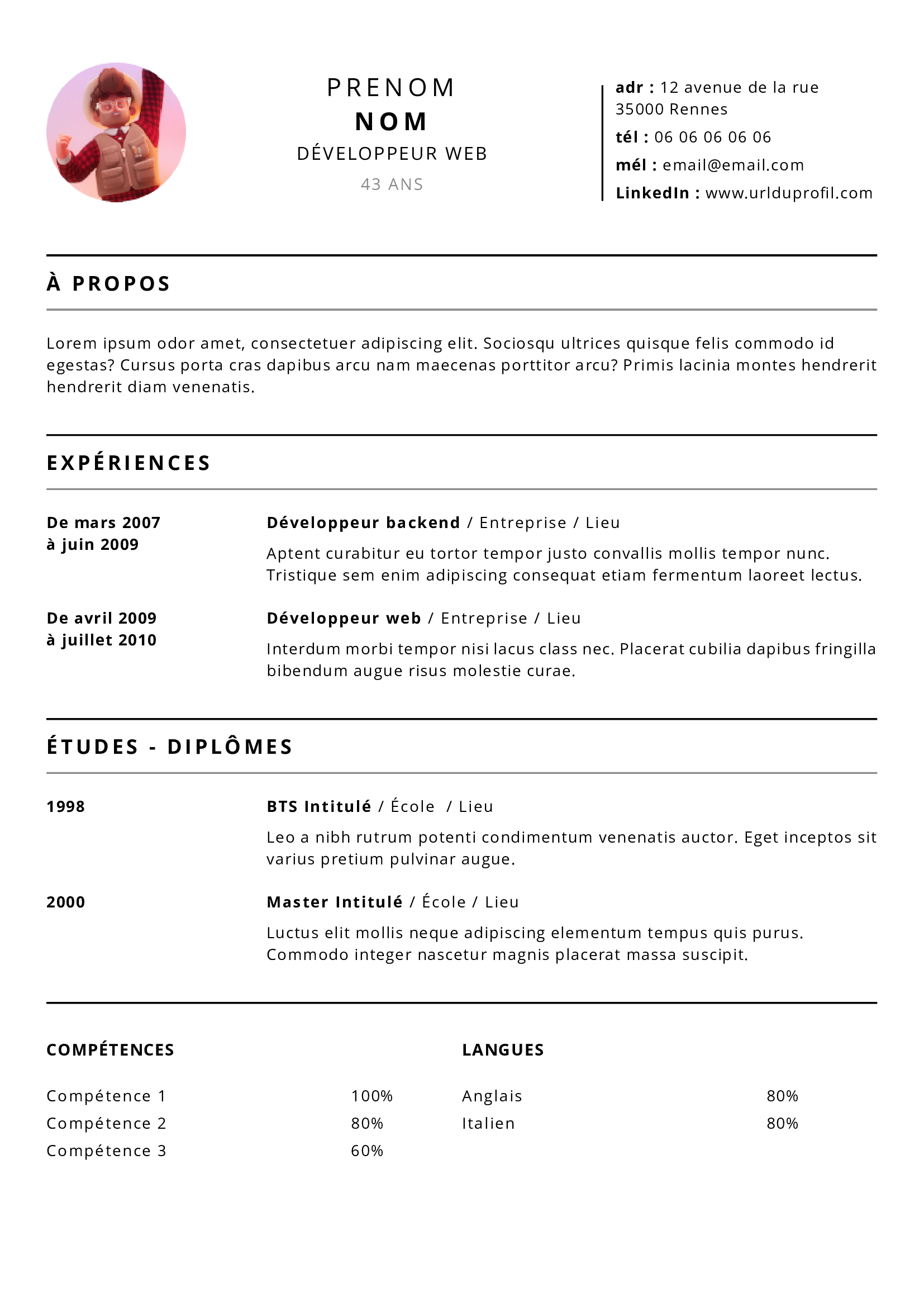 Modèle de CV Simple