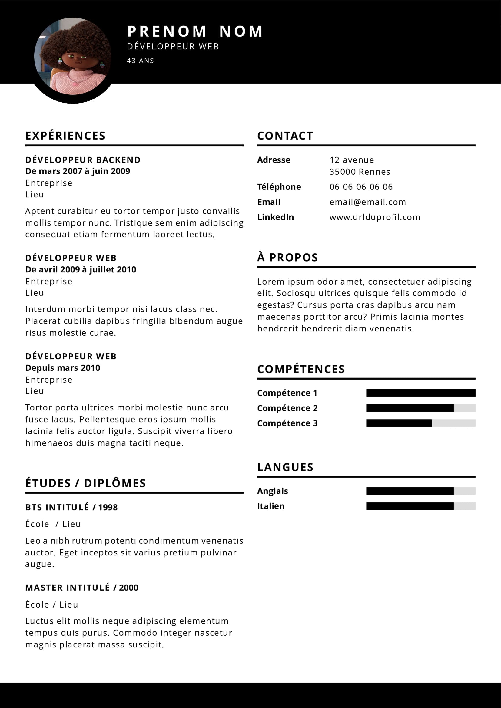 Modèle de CV Graphique