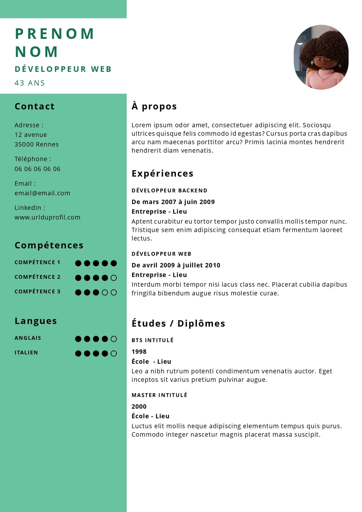 Modèle de CV Moderne