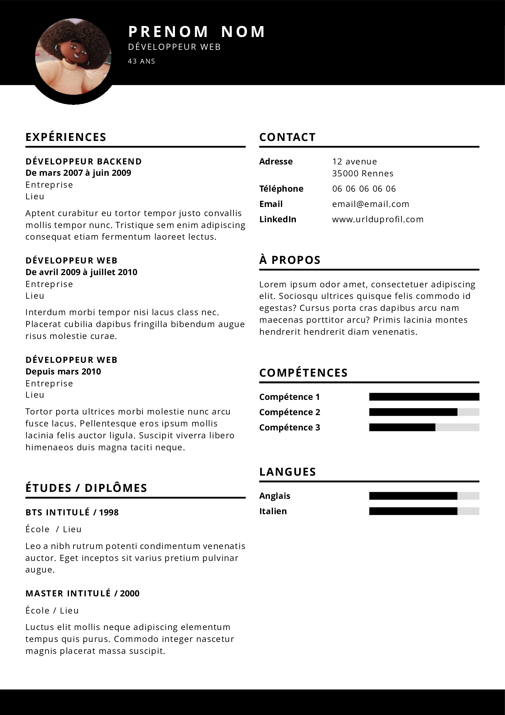 Modèle de CV Graphique